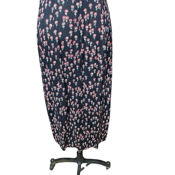 Free People Corrie Split Hem Ditsy Floral Print Midi Dress Black Red Size 6 - Picture 6 of 9